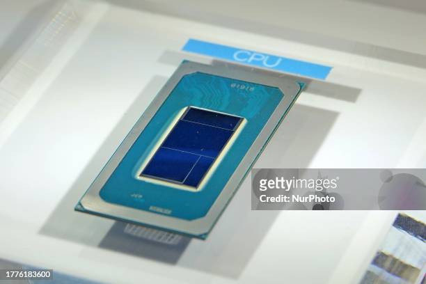 Intel's first Meteor Lake processor platform, based on Intel's 4-process process, showcased at the 6th CIIE in Shanghai, China, November 8, 2023.