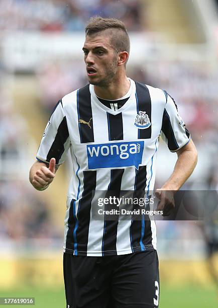 Davide Santon of Newcastle United, looks on during the Barclays Premier League match between Newcastle United and West Ham United at St James' Park...