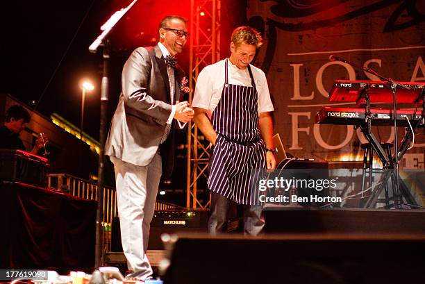 Dave Bernahl and chef Curtis Stone attend LEXUS Live on Grand hosted by Curtis Stone at the third annual Los Angeles Food & Wine Festival on August...