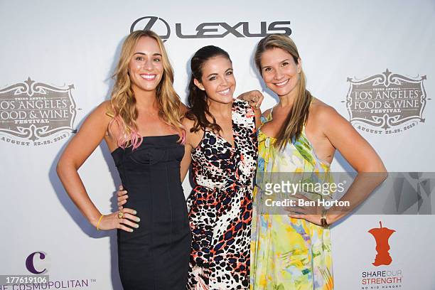 Personalities Kat Odell, Jessica Miller, and Brenda Urban attend LEXUS Live on Grand hosted by Curtis Stone at the third annual Los Angeles Food &...
