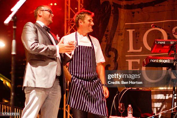 Dave Bernahl and chef Curtis Stone attend LEXUS Live on Grand hosted by Curtis Stone at the third annual Los Angeles Food & Wine Festival on August...