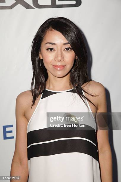 Actress Aimee Garcia attends LEXUS Live on Grand hosted by Curtis Stone at the third annual Los Angeles Food & Wine Festival on August 24, 2013 in...