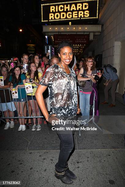 Condola Rashad greeting fans at the stage door after the First Performance of "Romeo And Juliet" On Broadway at the Richard Rodgers Theatre on August...