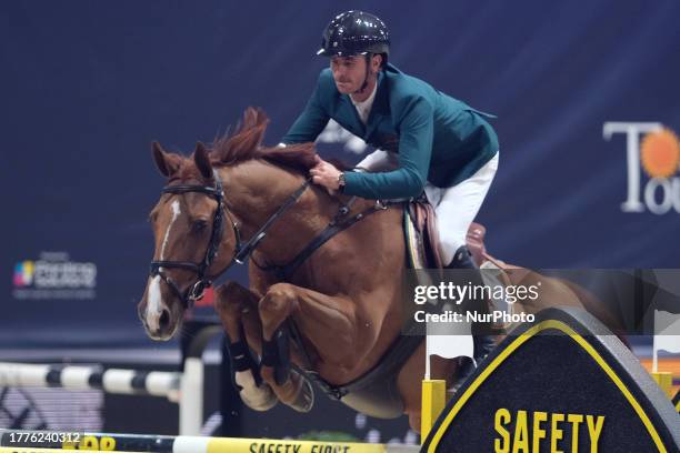 Steve Guerdat riding Albfuehern Iashin Sitte in action during the CSI5* - International Competition N5 presented by Crivelli - Verona Jumping at...