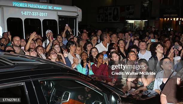 Fans at the stage door after the First Performance of "Romeo And Juliet" On Broadway at the Richard Rodgers Theatre on August 24, 2013 in New York...