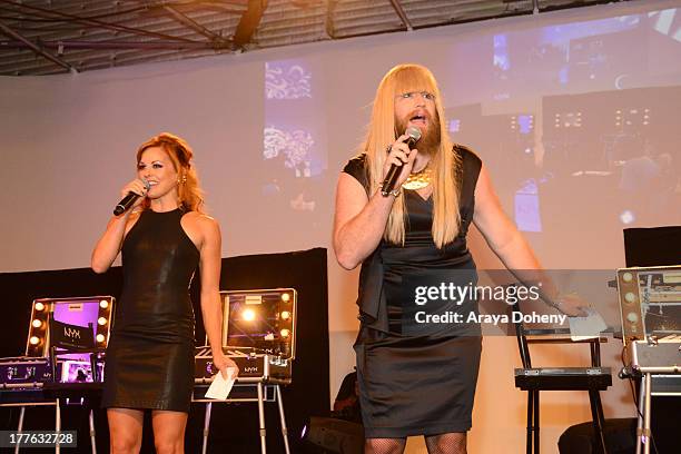 Amy Paffrath and P'Trique attend the NYX Cosmetics FACE Awards at Beautycon at Siren Studios on August 24, 2013 in Hollywood, California.