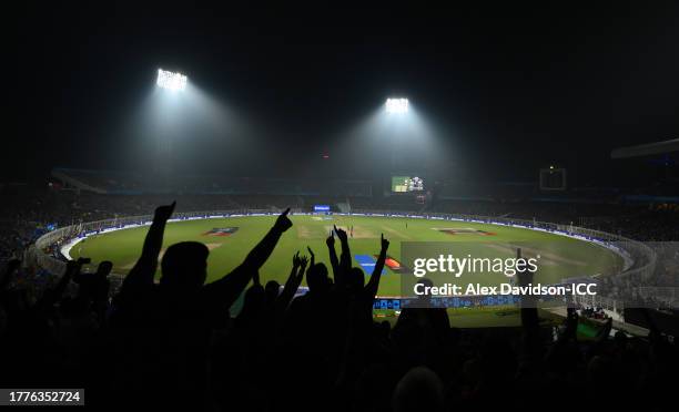General view of play during the ICC Men's Cricket World Cup India 2023 between India and South Africa at Eden Gardens on November 05, 2023 in...