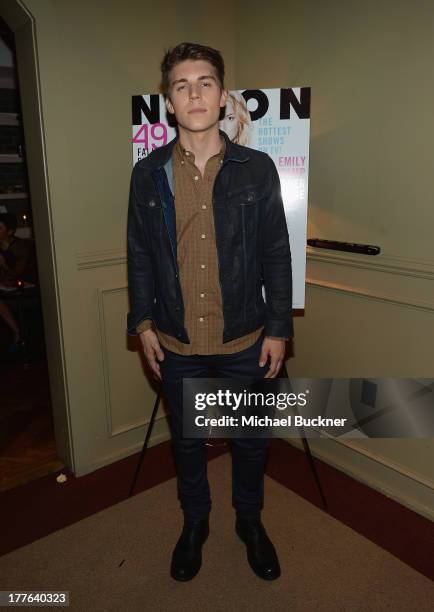 Actor Nolan Gerard Funk attends the NYLON September Issue Party hosted by NYLON, ASOS and Emily VanCamp at The Redbury Hotel on August 24, 2013 in...