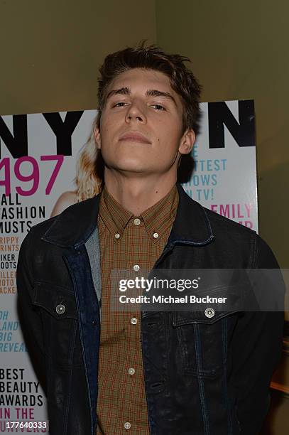 Actor Nolan Gerard Funk attends the NYLON September Issue Party hosted by NYLON, ASOS and Emily VanCamp at The Redbury Hotel on August 24, 2013 in...