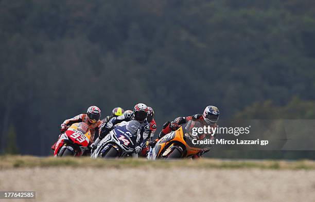 Colin Edwards of USA and NGM Mobile Forward Racing leads the field during the MotoGP race during the MotoGp of Czech Republic - Race at Brno Circuit...
