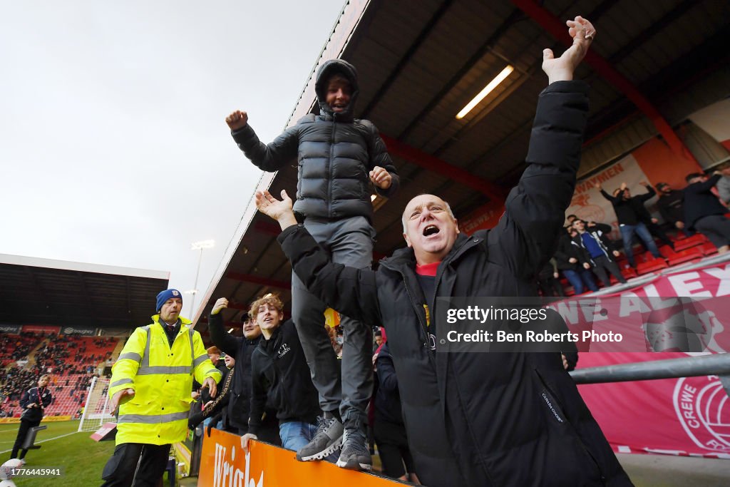 Tci Fans Crewe Alexandra fans celebrate Courtney Baker-Richardson of Crewe ...