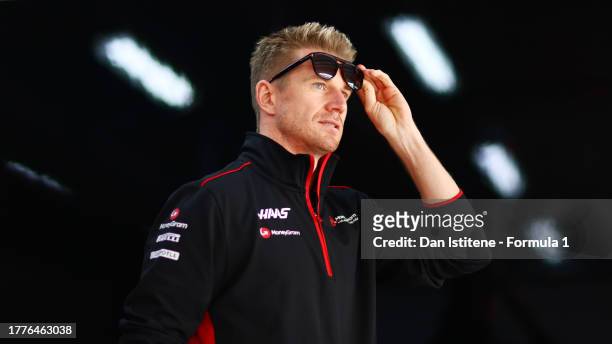 Nico Hulkenberg of Germany and Haas F1 looks on from the drivers parade prior to the F1 Grand Prix of Brazil at Autodromo Jose Carlos Pace on...