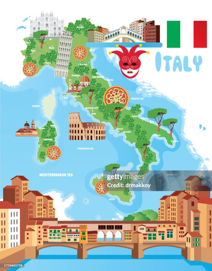 Italy Travel Maps and Ponte Vecchio Bridge
