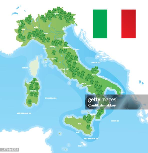 illustrazioni stock, clip art, cartoni animati e icone di tendenza di mappe forestali dell'italia - milan map