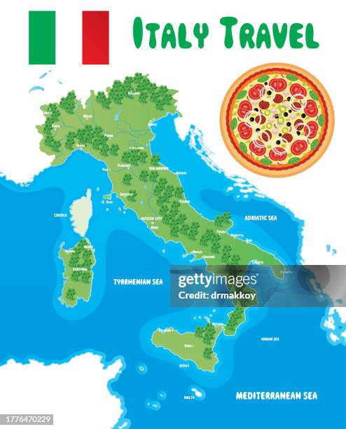 italy maps and pizza - naples stock illustrations