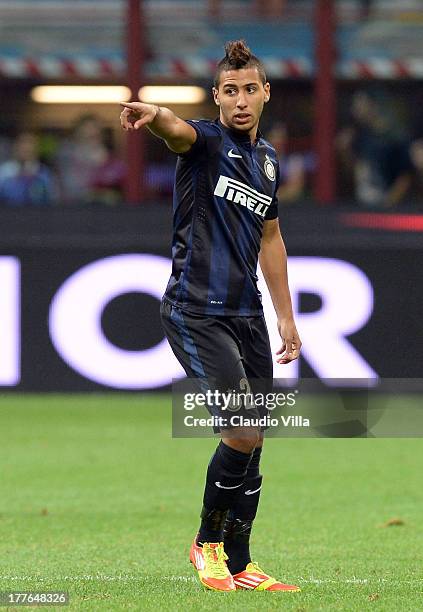 Saphir Taïder of FC Inter Milan during the Serie A match between FC Internazionale Milano and Genoa CFC at San Siro Stadium on August 25, 2013 in...