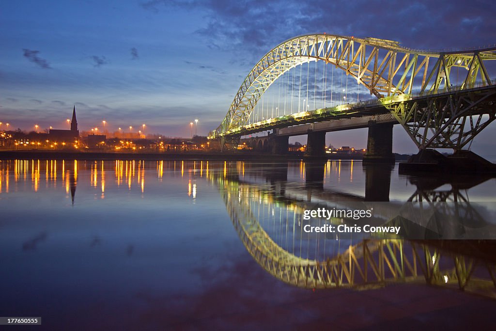 Runcorn Bridge reflected