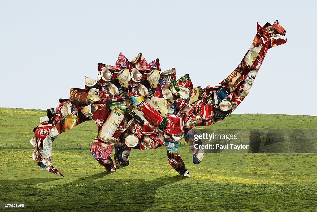 Dinosaur Collaged with Cans