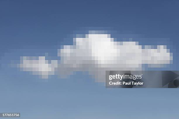 pixelated cloud - digitization stockfoto's en -beelden