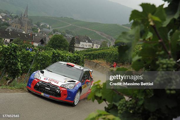 Robert Kubica of Poland and Maciek Baran of Poland compete in their Citroen DS3 RRC during Day Four of the WRC Germany on August 25, 2013 in Trier,...