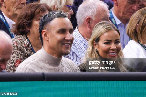 Keylor Navas and Andrea Salas are seen at the Rolex Paris Masters - Day Seven at Palais Omnisports de Bercy on November 05, 2023 in Paris, France.