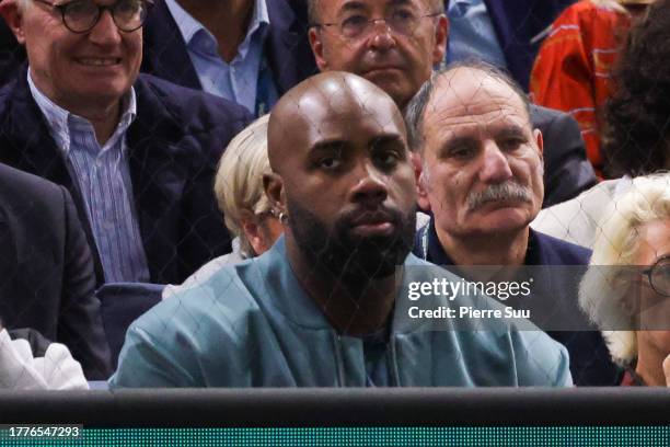 Teddy Riner is seen at the Rolex Paris Masters - Day Seven at Palais Omnisports de Bercy on November 05, 2023 in Paris, France.