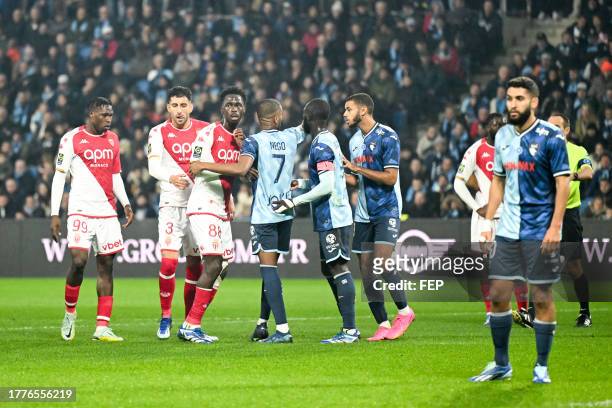 Wilfried SINGO - 03 Guillermo MARIPAN - 88 Soungoutou MAGASSA - 21 Antoine JOUJOU during the Ligue 1 Uber Eats match between Havre Athletic Club and...