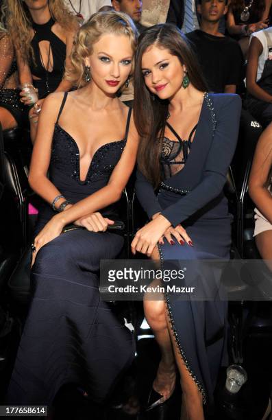 Taylor Swift and Selena Gomez attend the 2013 MTV Video Music Awards at the Barclays Center on August 25, 2013 in the Brooklyn borough of New York...