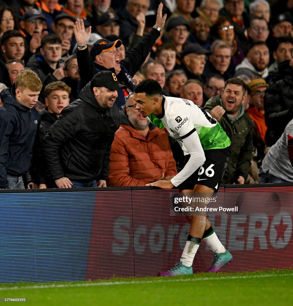 Lutton Fans Trent Alexander-Arnold of Liverpool with Luton Town fans during the ...