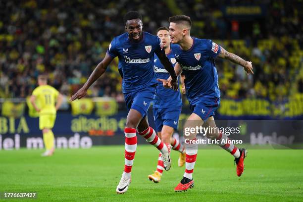 Inaki Williams of Athletic Club celebrates after scoring the team's third goal during the LaLiga EA Sports match between Villarreal CF and Athletic...