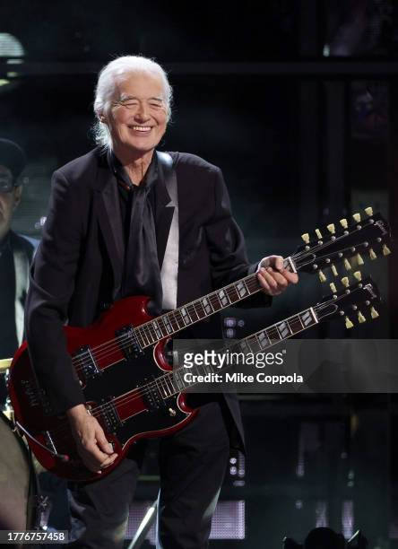 Jimmy Page performs onstage during 38th Annual Rock & Roll Hall Of Fame Induction Ceremony at Barclays Center on November 03, 2023 in New York City.