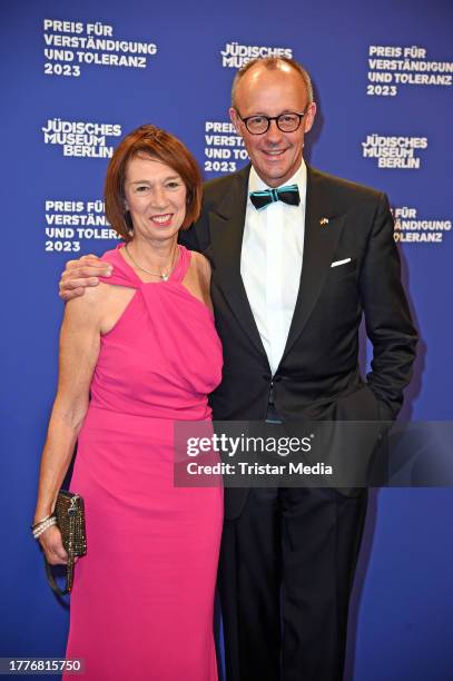 Friedrich Merz and Charlotte Merz attend the Prize for Understanding and Tolerance 2023 at Jüdisches Museum Berlin on November 11, 2023 in Berlin,...