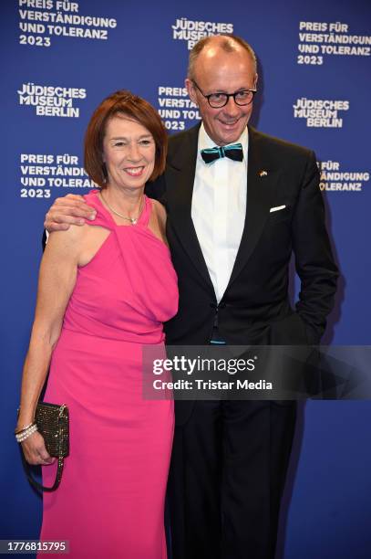 Friedrich Merz and Charlotte Merz attend the Prize for Understanding and Tolerance 2023 at Jüdisches Museum Berlin on November 11, 2023 in Berlin,...