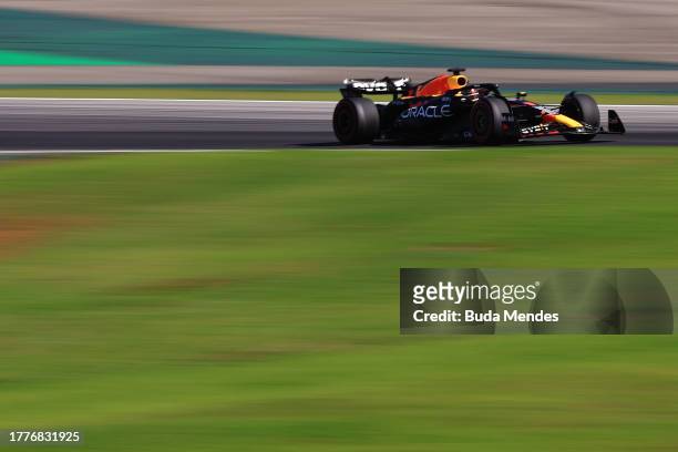 Max Verstappen of the Netherlands driving the Oracle Red Bull Racing RB19 on track during the F1 Grand Prix of Brazil at Autodromo Jose Carlos Pace...