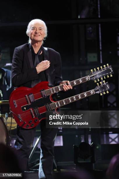 Jimmy Page performs onstage during 38th Annual Rock & Roll Hall Of Fame Induction Ceremony at Barclays Center on November 03, 2023 in New York City.