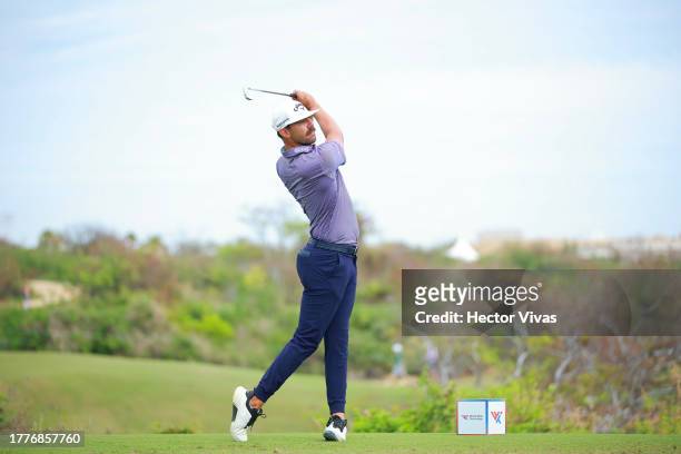 Erik van Rooyen of South Africa hits a tee shot on the 11th hole during the final round of the World Wide Technology Championship at El Cardonal at...