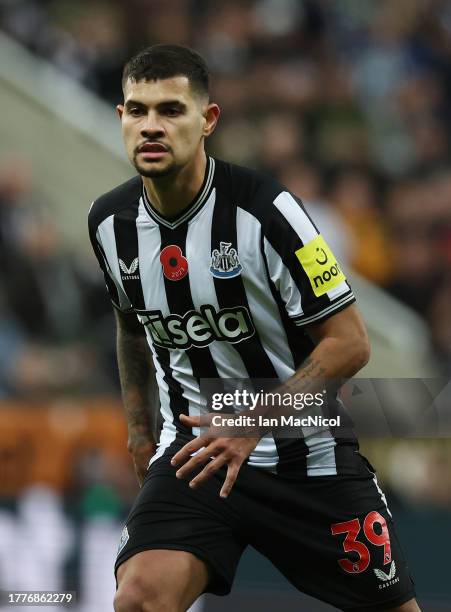 Bruno Guimaraes of Newcastle United is seen during the Premier League match between Newcastle United and Arsenal FC at St. James Park on November 04,...