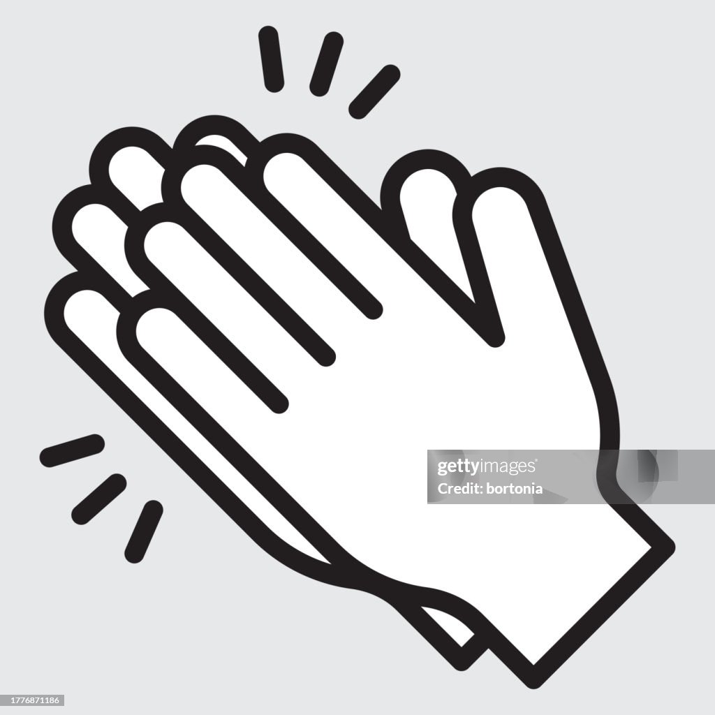 Hand Icon with White Fill - Editable Stroke