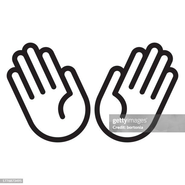 hand thin line icon - editable stroke - thumb emoji stock illustrations