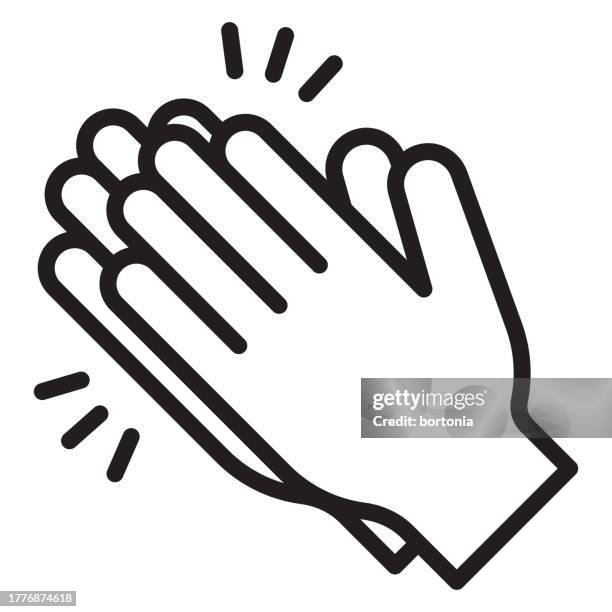 hand thin line icon - editable stroke - clapping hands stock illustrations