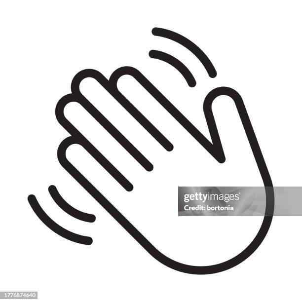 illustrazioni stock, clip art, cartoni animati e icone di tendenza di icona linea sottile a mano - tratto modificabile - mano