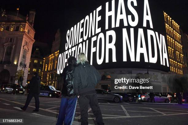 Nadya Tolokonnikova of Pussy Riot aka Nadezhda Tolokonnikova receives a surprise marriage proposal from partner John Caudwell during the worldwide...