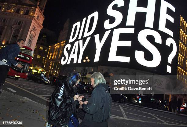 Nadya Tolokonnikova of Pussy Riot aka Nadezhda Tolokonnikova receives a surprise marriage proposal from partner John Caudwell during the worldwide...