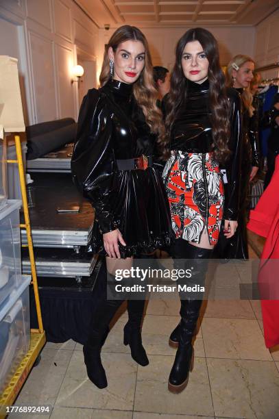 Rebecca Kunikowski and Klaudia Giez during the Marcel Ostertag charity fashion show at The Westin Grand Hotel on November 11, 2023 in Berlin, Germany.
