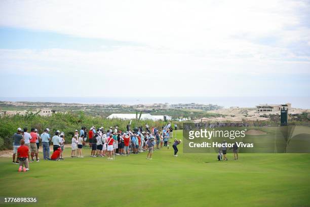 Erik van Rooyen of South Africa hits from the 13th fairway during the final round of the World Wide Technology Championship at El Cardonal at...