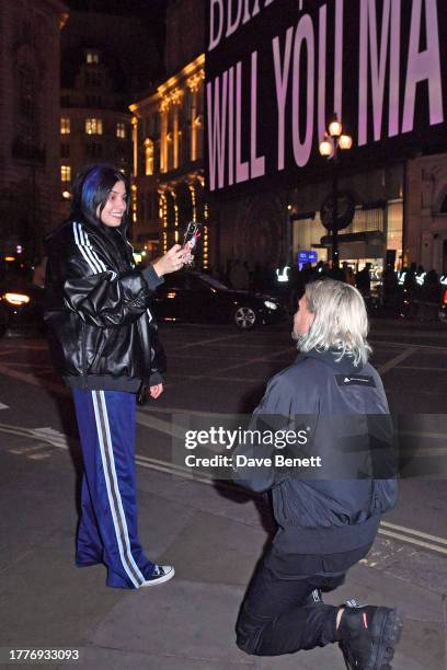 Nadya Tolokonnikova of Pussy Riot aka Nadezhda Tolokonnikova receives a surprise marriage proposal from partner John Caudwell during the worldwide...