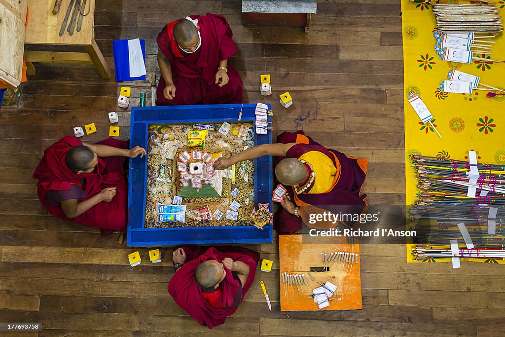 Monks preparing for ceremony at Punakha Dzong