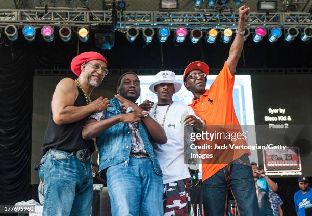 From left, American Hip-Hop musicians DJ Kool Herc , Big Daddy Kane , Rakim , and Coke La Rock unite at the '40th Anniversary of Hip-Hop Culture'...