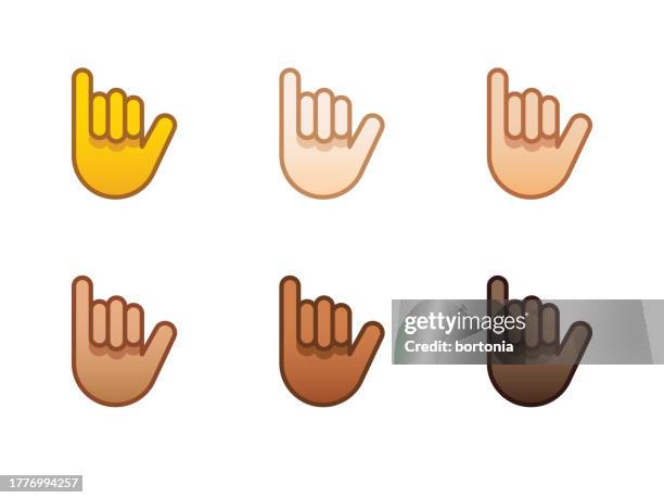 hand icon - different skin tones - editable stroke - little finger stock illustrations