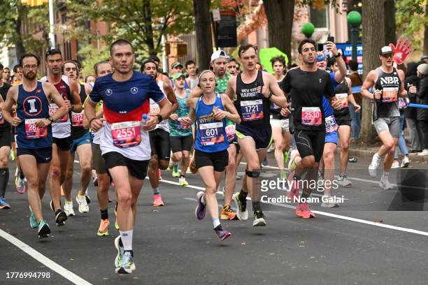 Runners participate during the 2023 TCS New York City Marathon on November 05, 2023 in New York City.